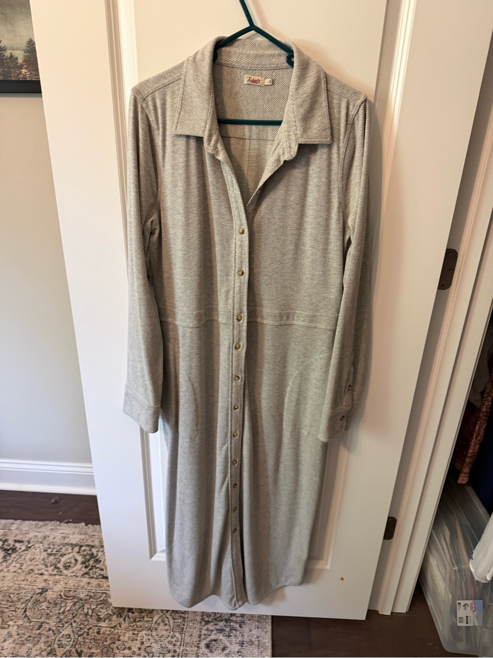 Faherty Light Gray Button-Front Maxi Dress